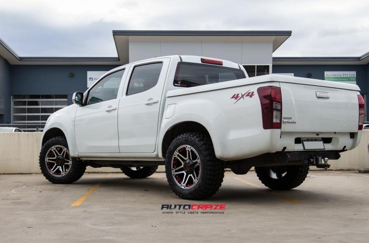 ISUZU DMAX T01 GLOSS BLACK MACHINED FACE WITH RED INSERTS